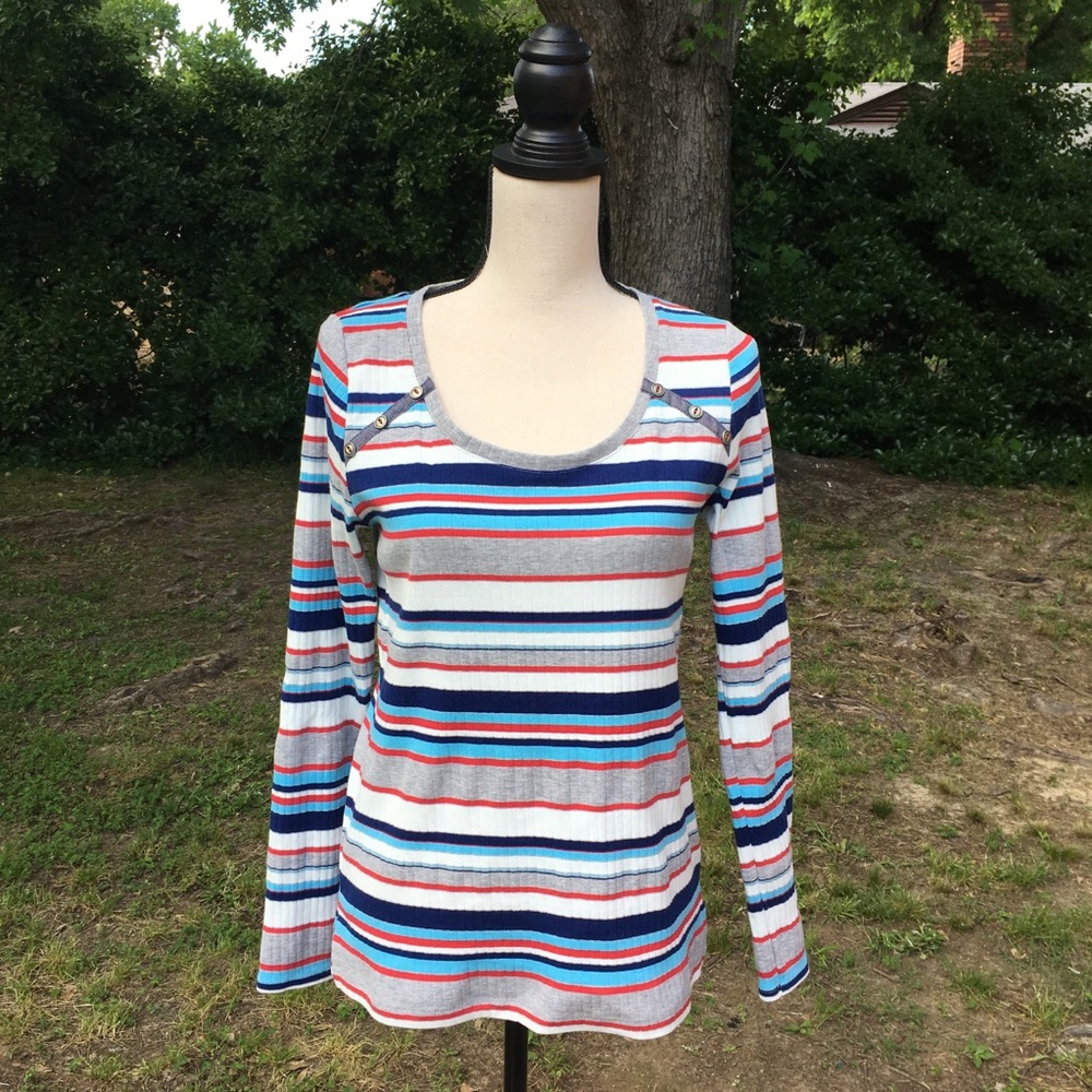 Anthropologie 9-1H5 · Stripe Long Sleeve Top Sz M